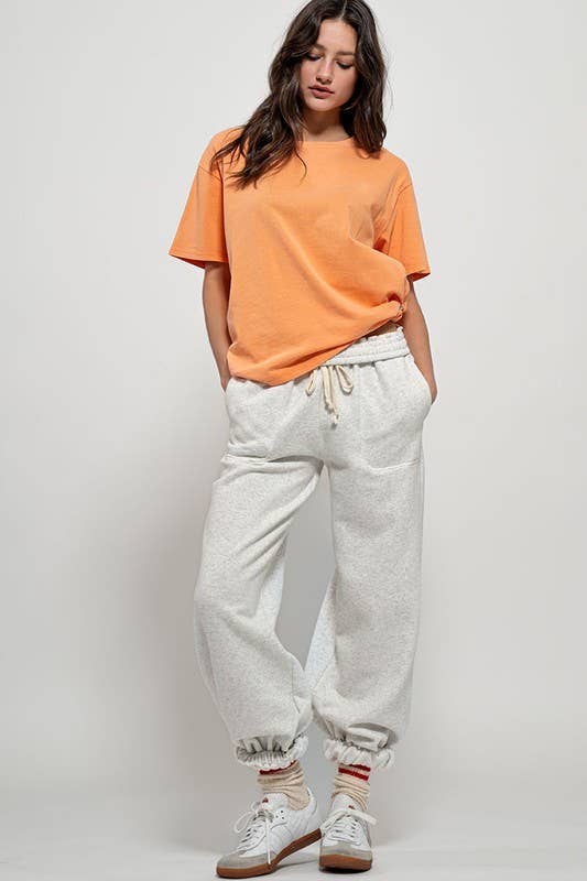 ELASTIC DRAWSTRING COTTON SWEATPANTS