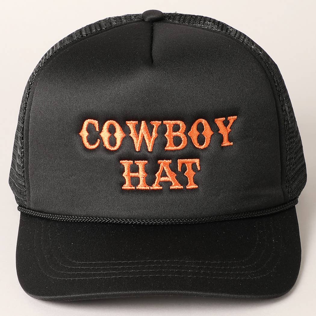 Cowboy Hat Embroidered Mesh Back Trucker Cap