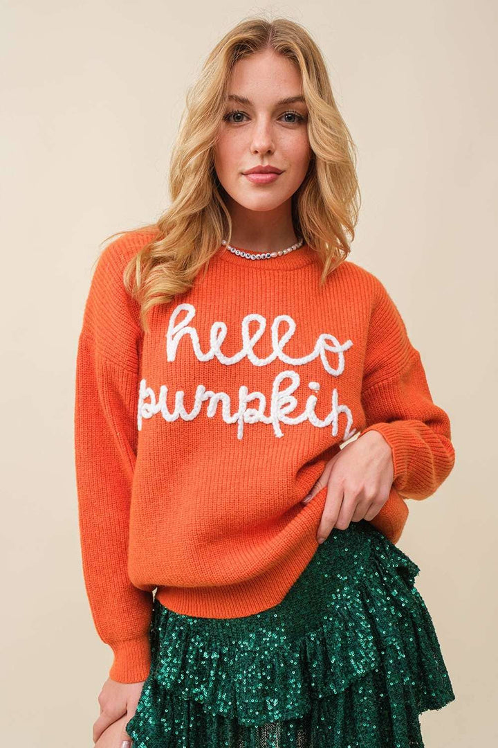 Hello Pumpkin Letter Verbiage Sweater