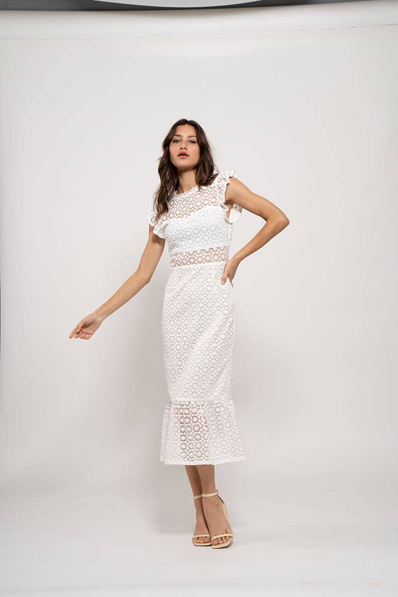 Laced Web Midi Dress