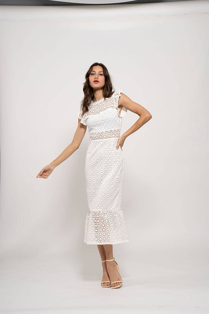 Laced Web Midi Dress