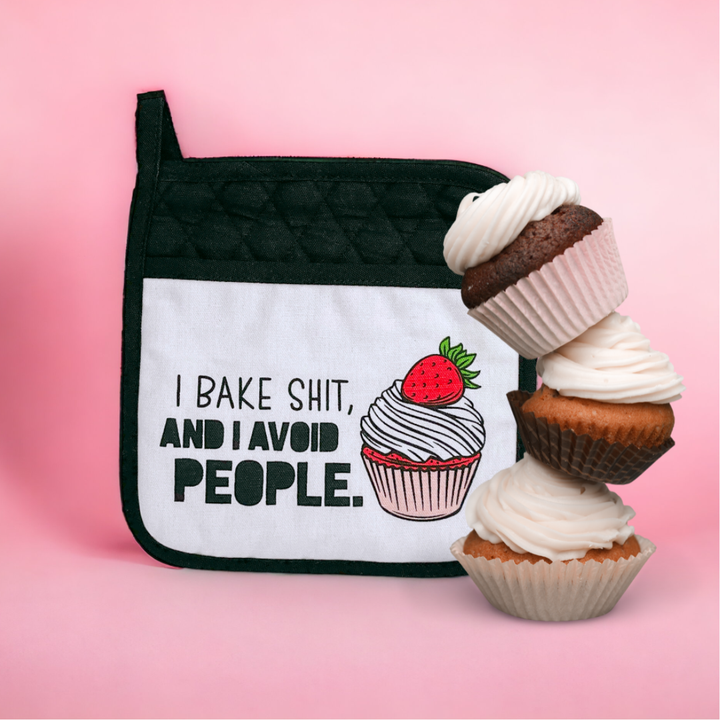 I Bake Shit And I Avoid People Potholder 4 Pack Christmas Gifts