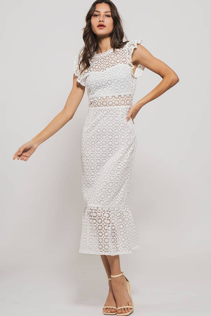 Laced Web Midi Dress