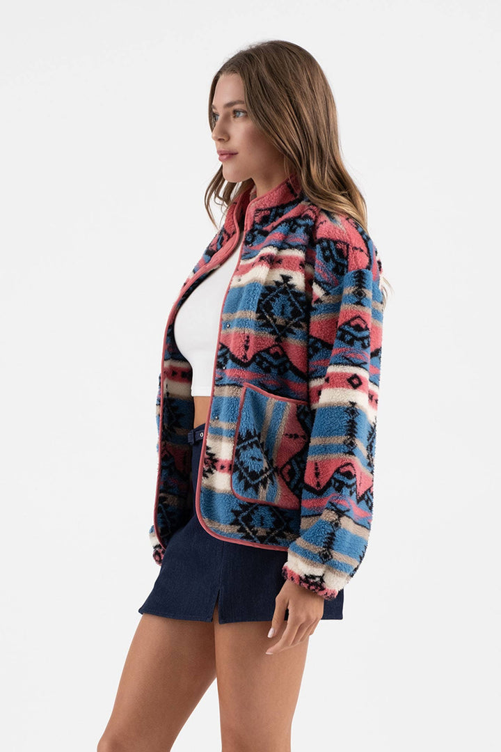 TRIBAL PRINT FLEECE JACKET