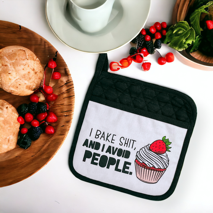 I Bake Shit And I Avoid People Potholder 4 Pack Christmas Gifts