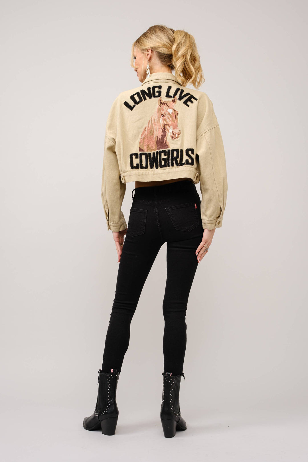 36341J - Long Live Cowgirls Patch Twill Denim Jacket