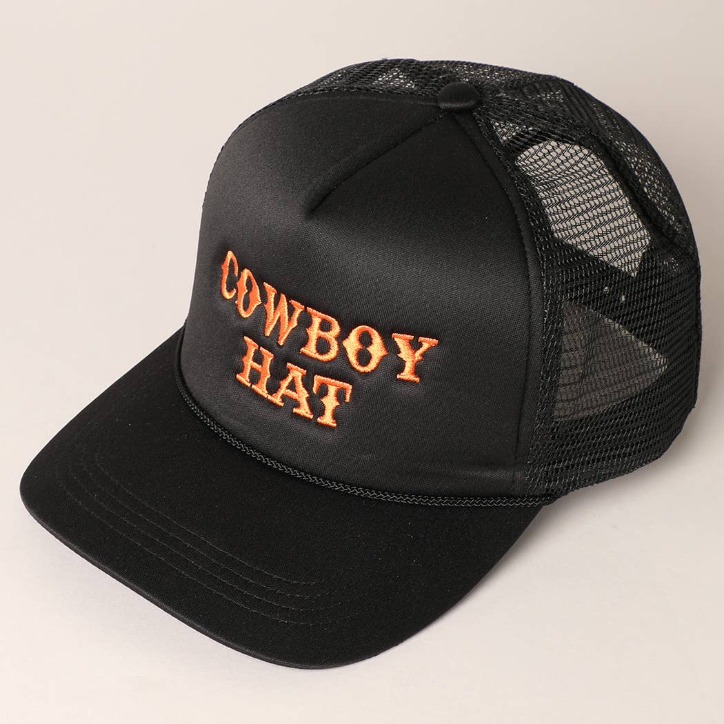 Cowboy Hat Embroidered Mesh Back Trucker Cap