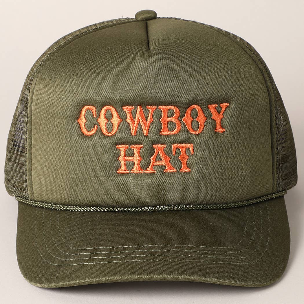 Cowboy Hat Embroidered Mesh Back Trucker Cap