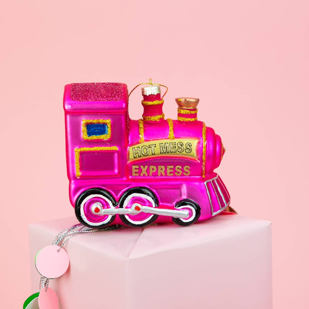 Hot Mess Express - Train Glass Ornament, Funny Holiday Gift