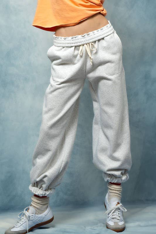 ELASTIC DRAWSTRING COTTON SWEATPANTS