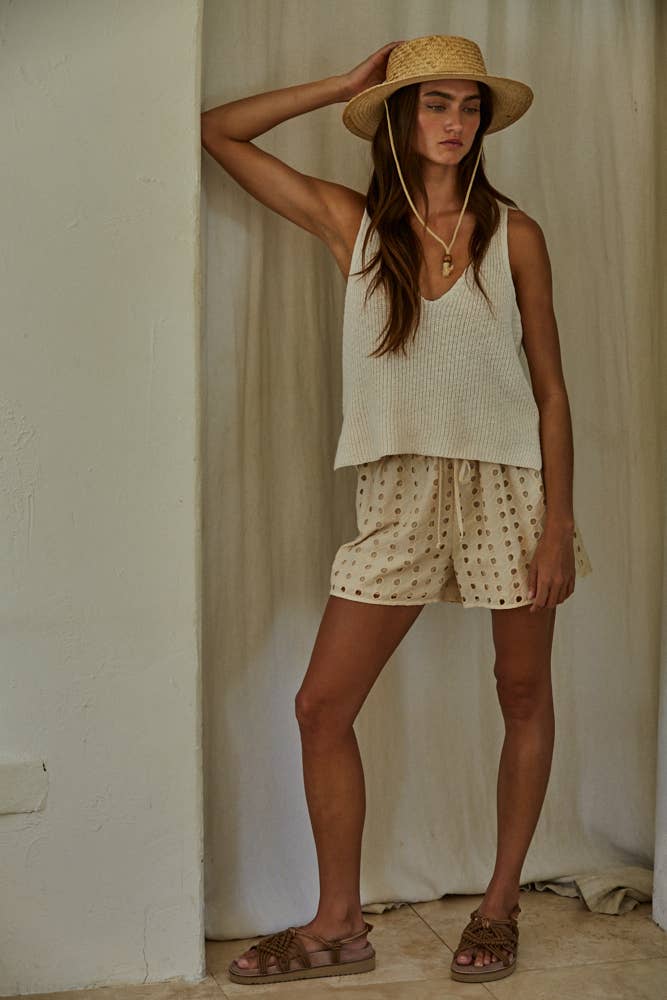 W1925 | Knit Sweater Cotton V-Neck Sleeveless Tank Top