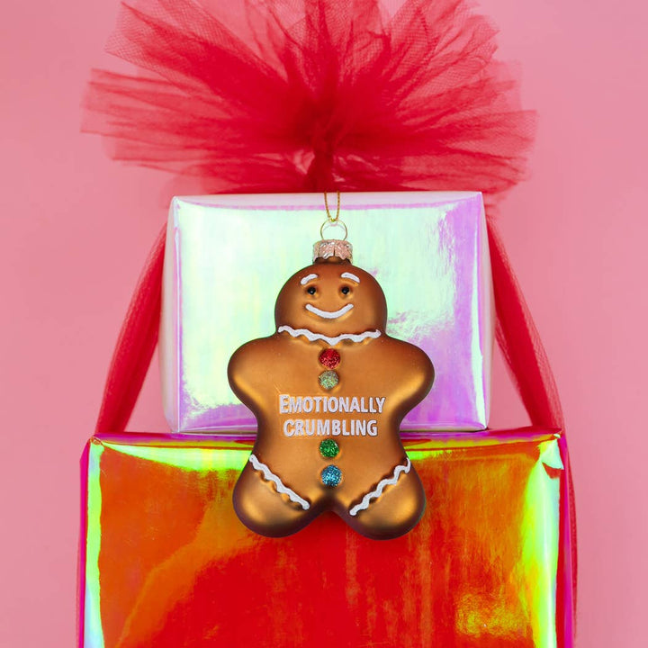Emotionally Crumbling - Funny Glass Ornament, Holiday Gift