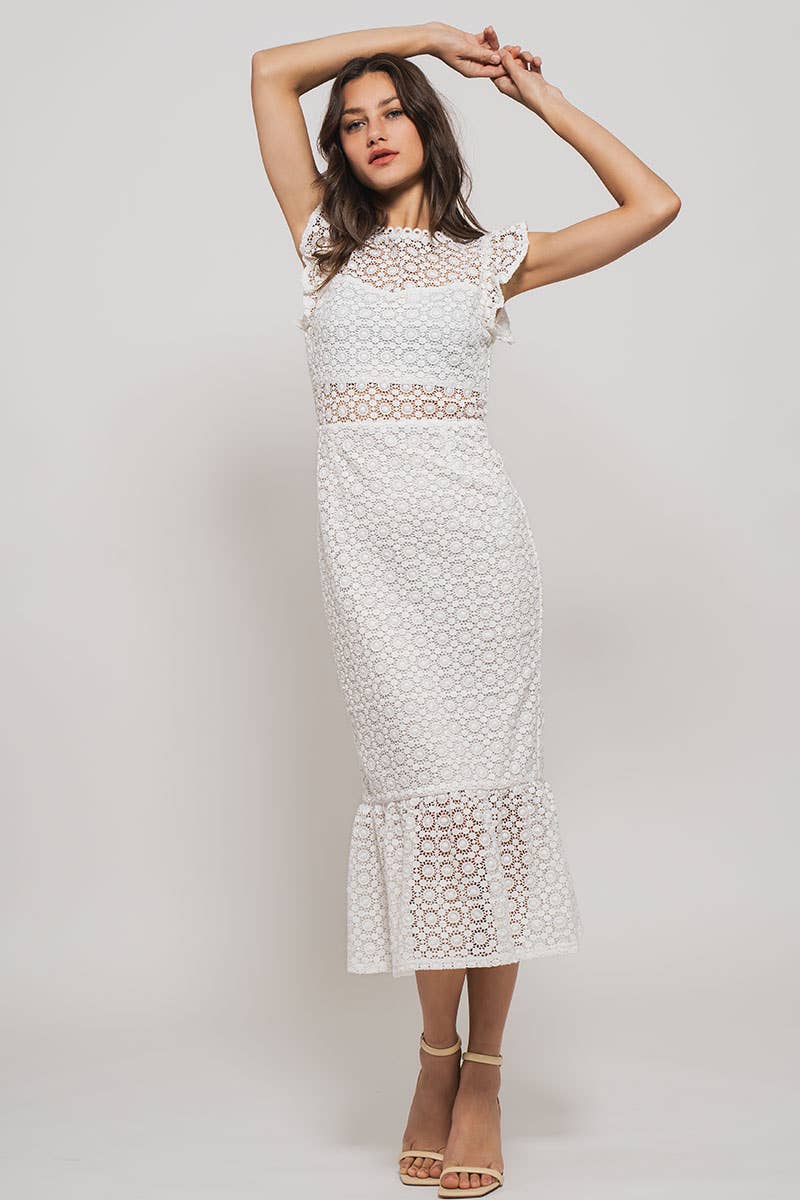 Laced Web Midi Dress