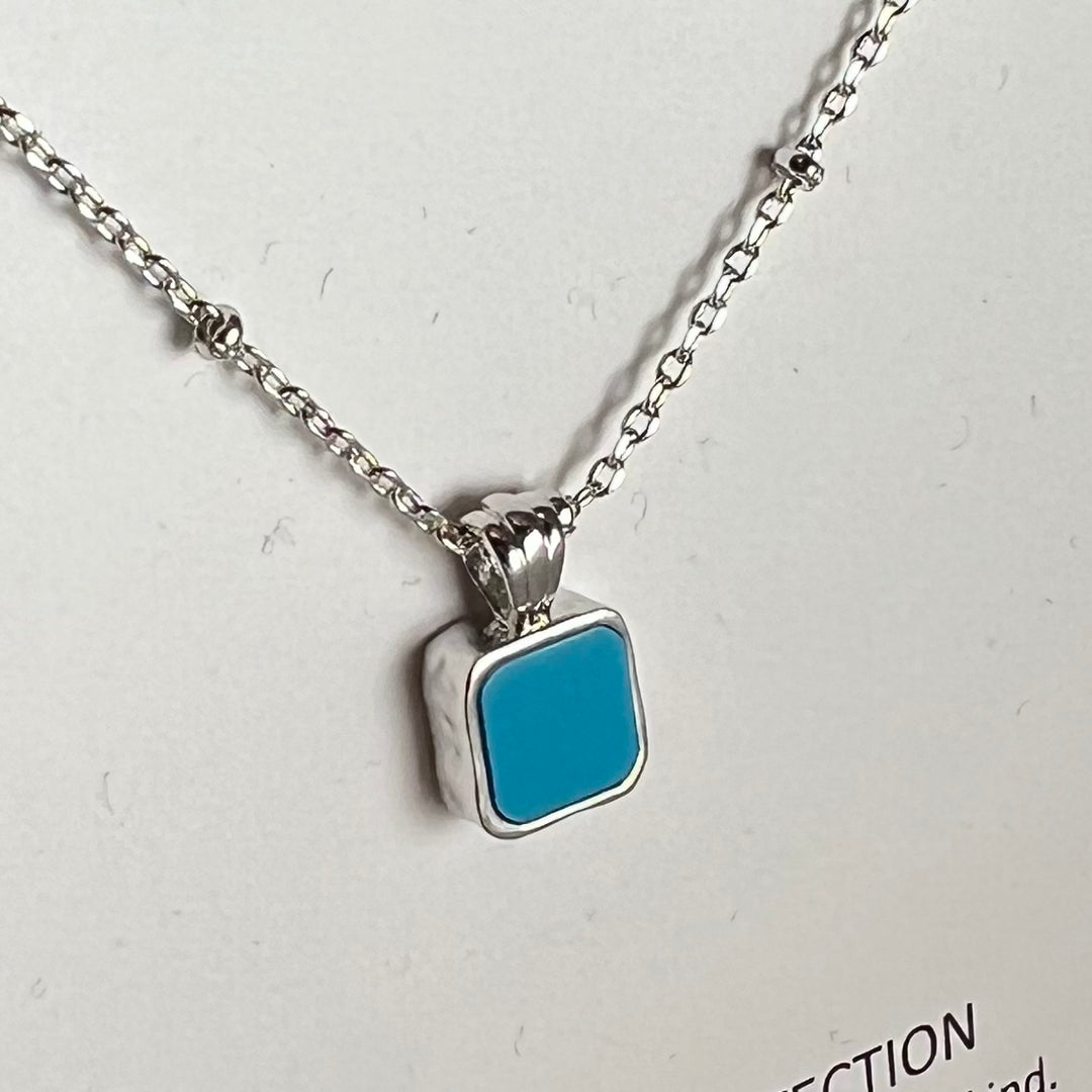 Silver Gem Pendant Turquoise “Luck, Love, Protection” by CAI