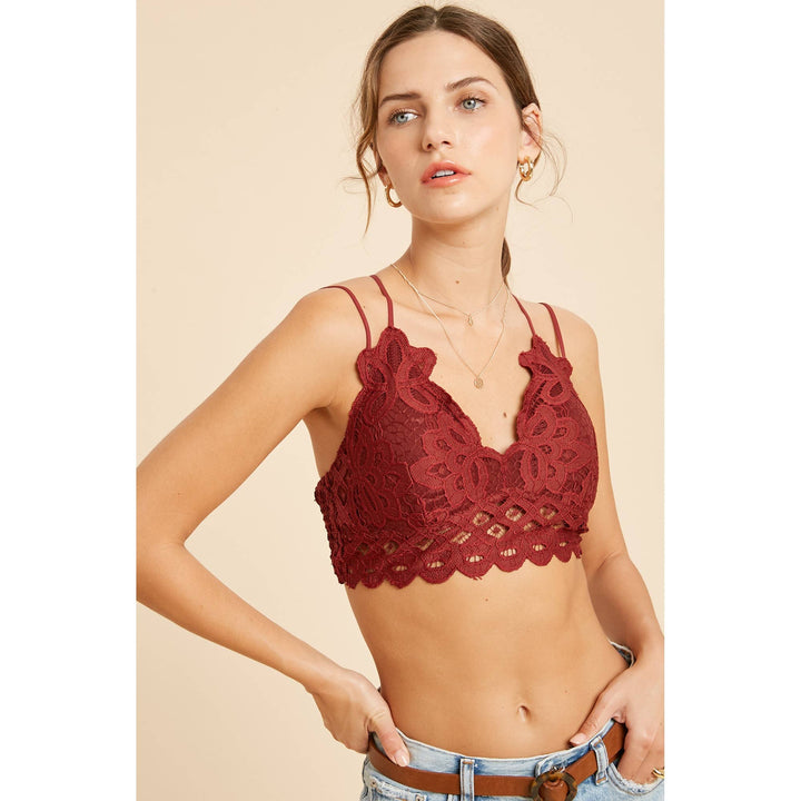 DOUBLE STRAP SCALLOPED LACE BRALETTE / WL17-0136