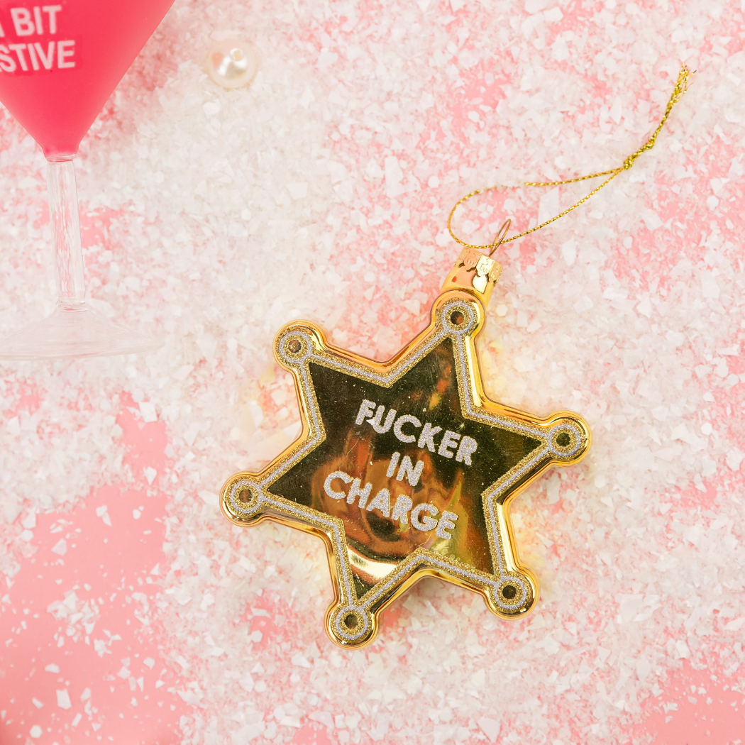 Fucker In Charge - Funny Glass Ornament, Holiday Gift