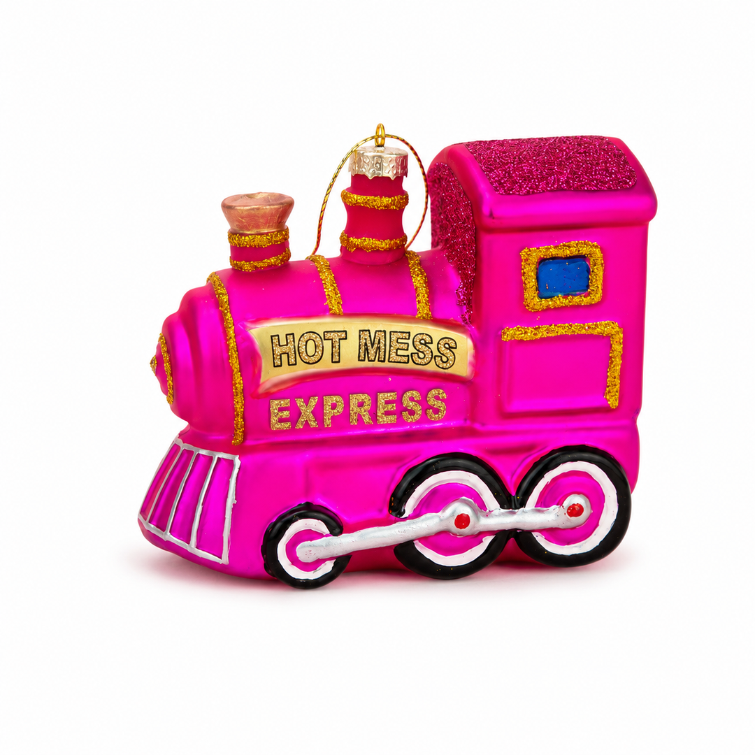 Hot Mess Express - Train Glass Ornament, Funny Holiday Gift