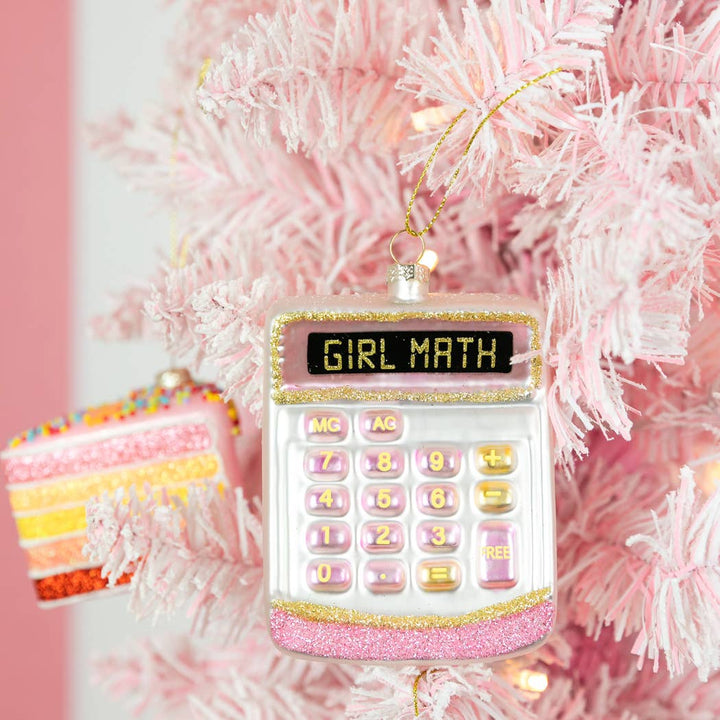 Girl Math - Funny Calculator Glass Ornament, Holiday Gift