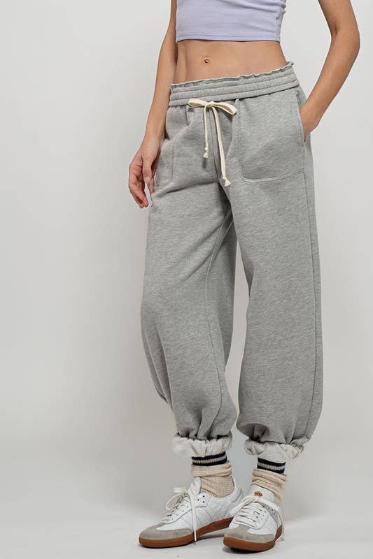 ELASTIC DRAWSTRING COTTON SWEATPANTS