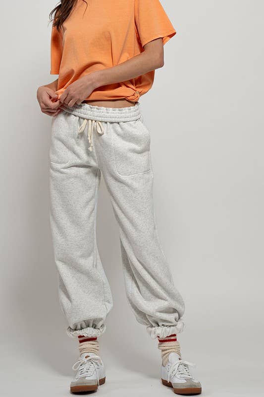 ELASTIC DRAWSTRING COTTON SWEATPANTS