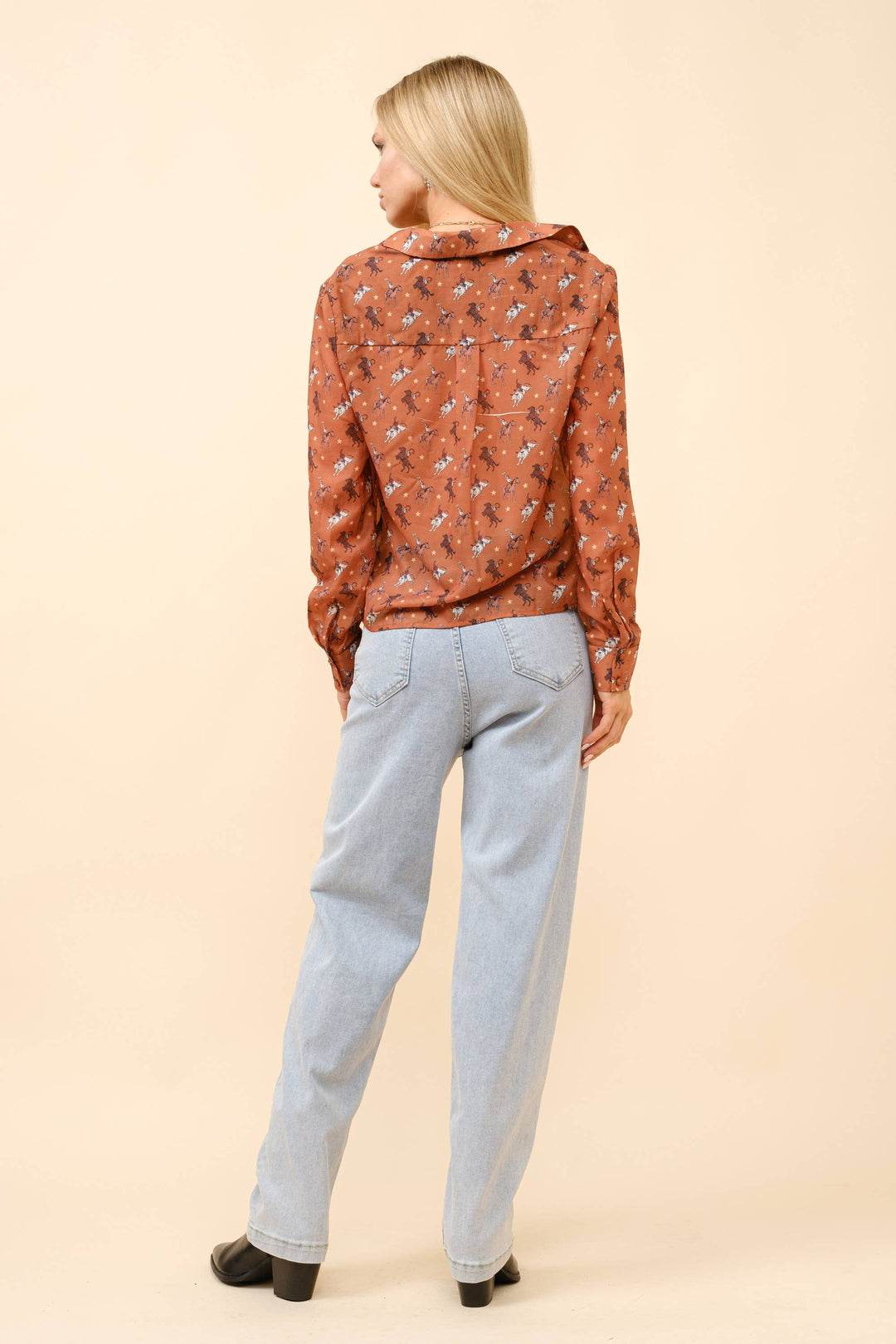 23173T - Chiffon Western Print Blouse