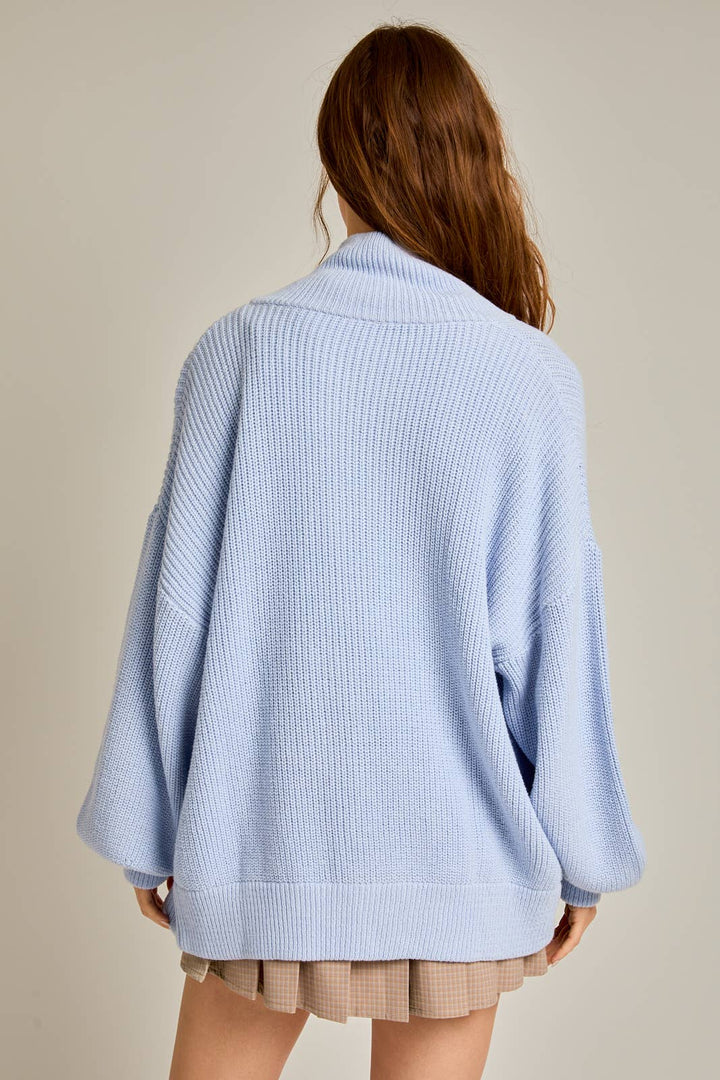 ZIP UP OVERSIZED SWEATER CARDIGAN