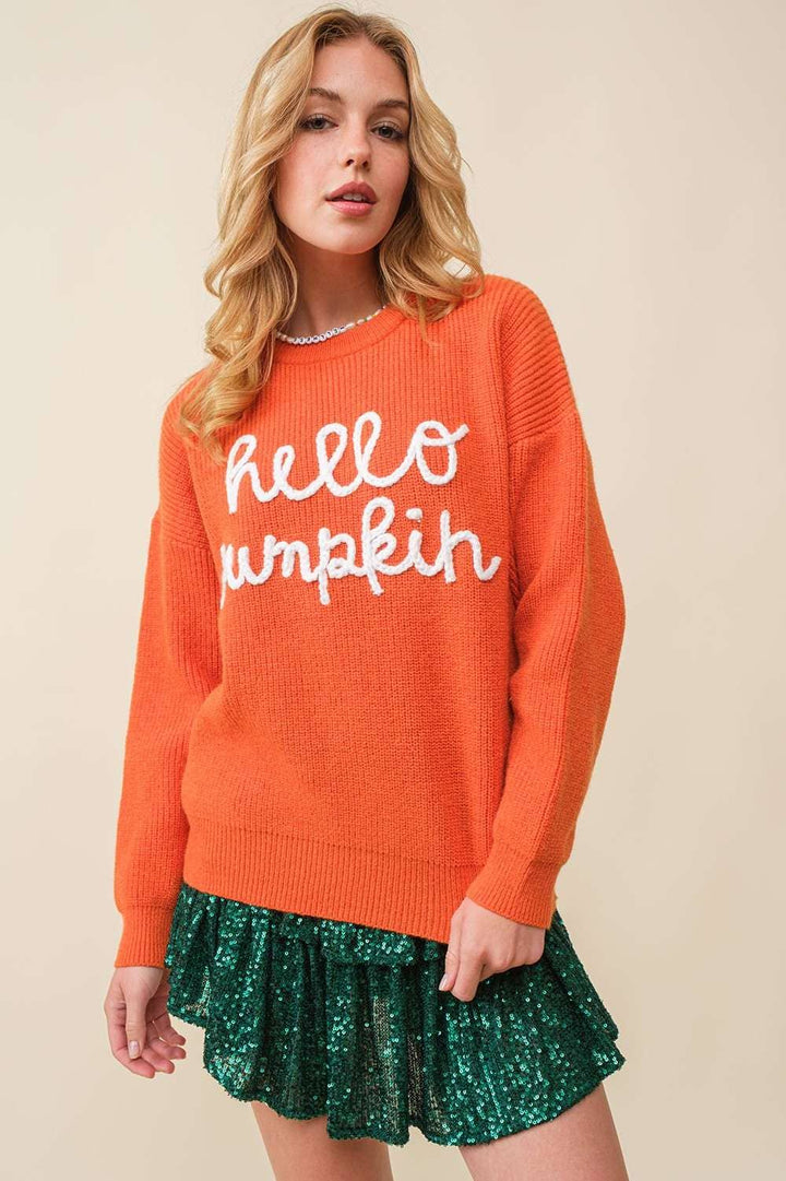 Hello Pumpkin Letter Verbiage Sweater