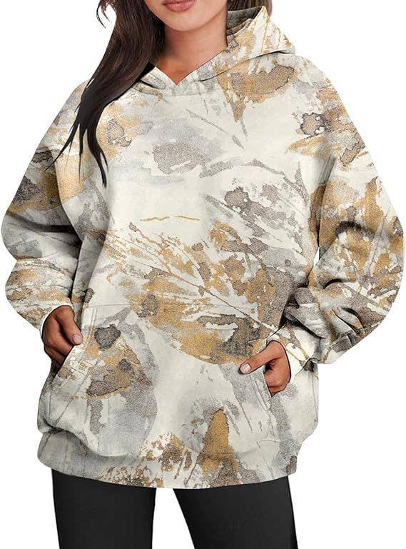 Camouflage hoodie Oversized sports hoodie with maple print