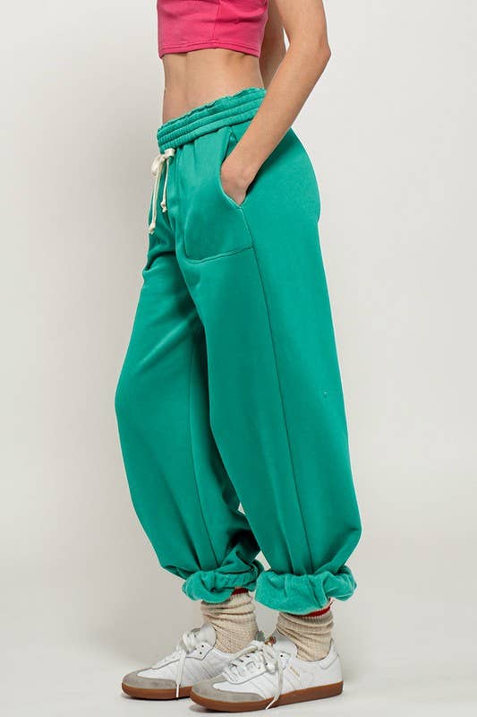 ELASTIC DRAWSTRING COTTON SWEATPANTS