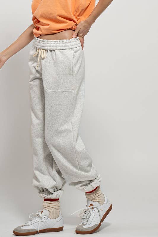 ELASTIC DRAWSTRING COTTON SWEATPANTS