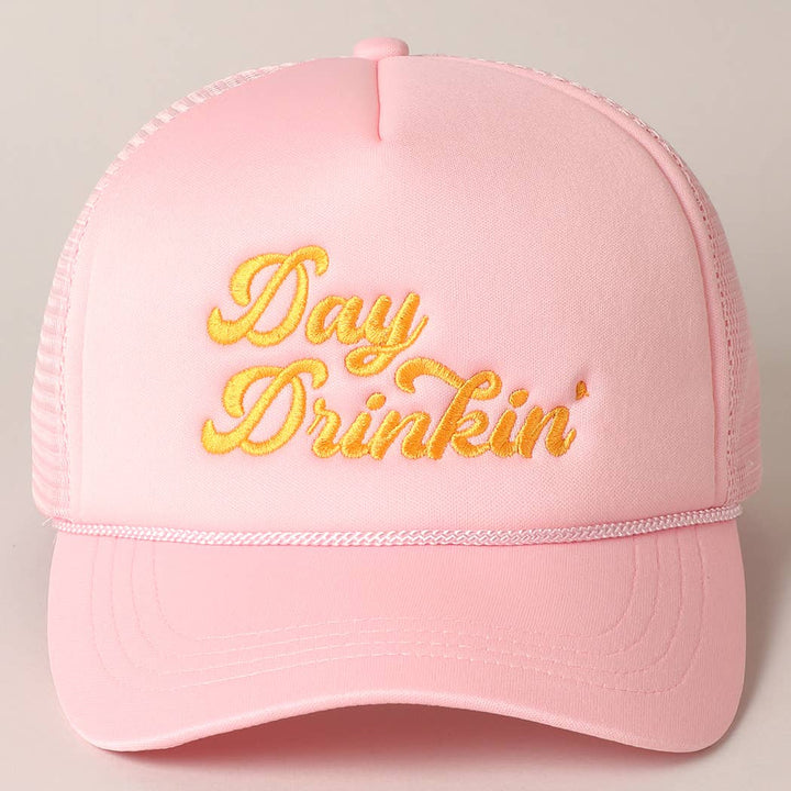 Day Drinkin Texts Embroidery Mesh Back Trucker Hat