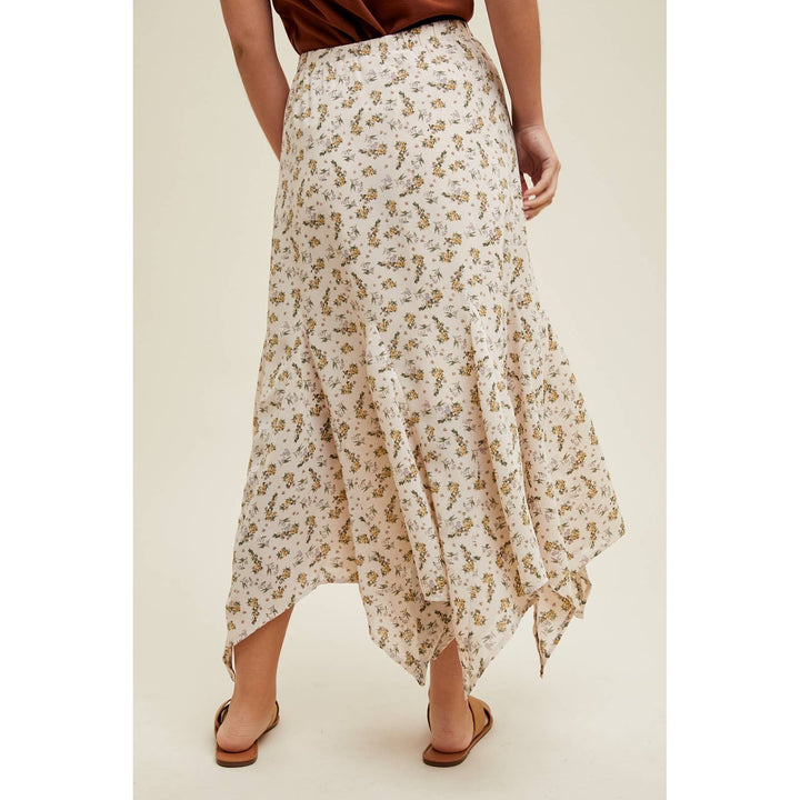 FLORAL HANDKERCHIEF MIDI SKIRT / WL24-8935