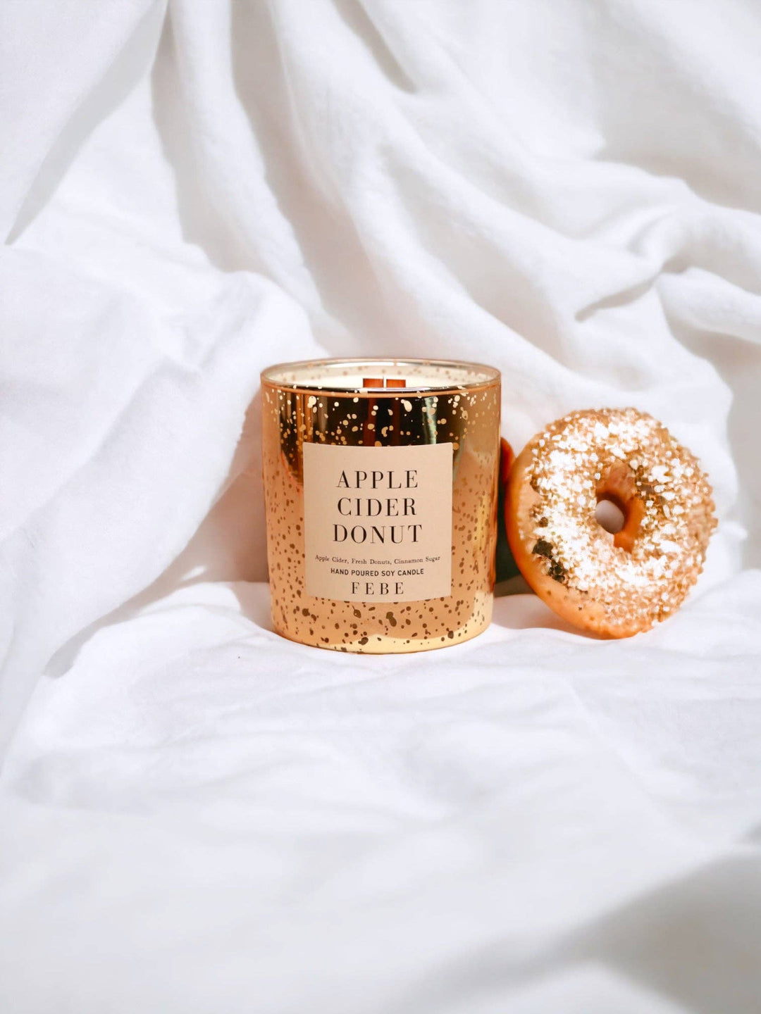 Apple Cider Donut- Sugared Donut 10oz Gold Glass Candle