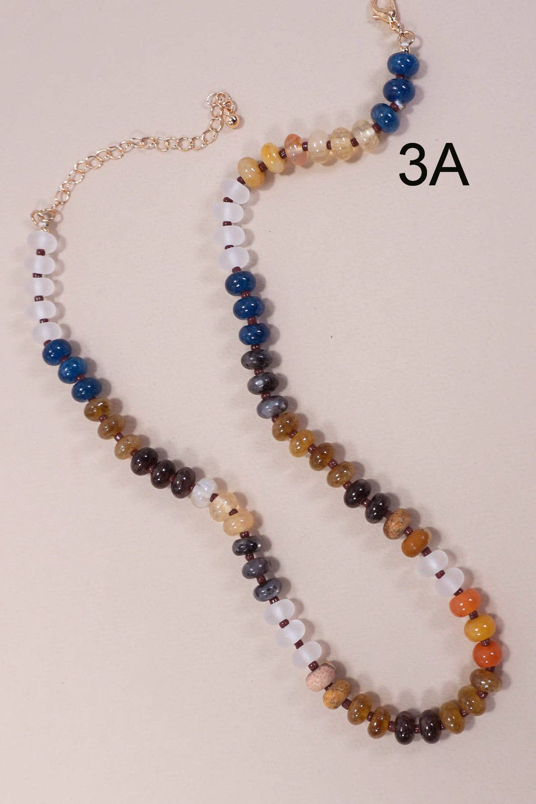 NATURAL AGATE GLASS SEMI PRECIOUS BEAD NECKLACE | 80N896
