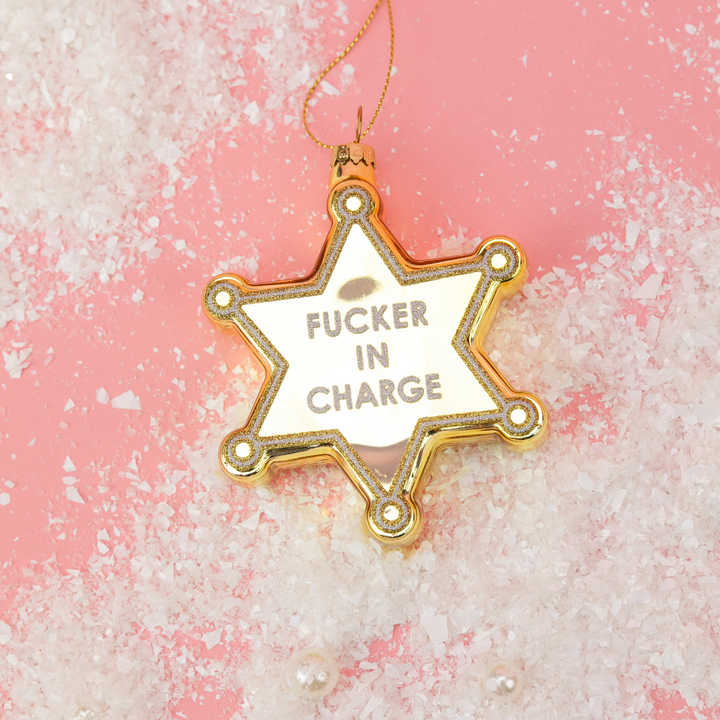 Fucker In Charge - Funny Glass Ornament, Holiday Gift