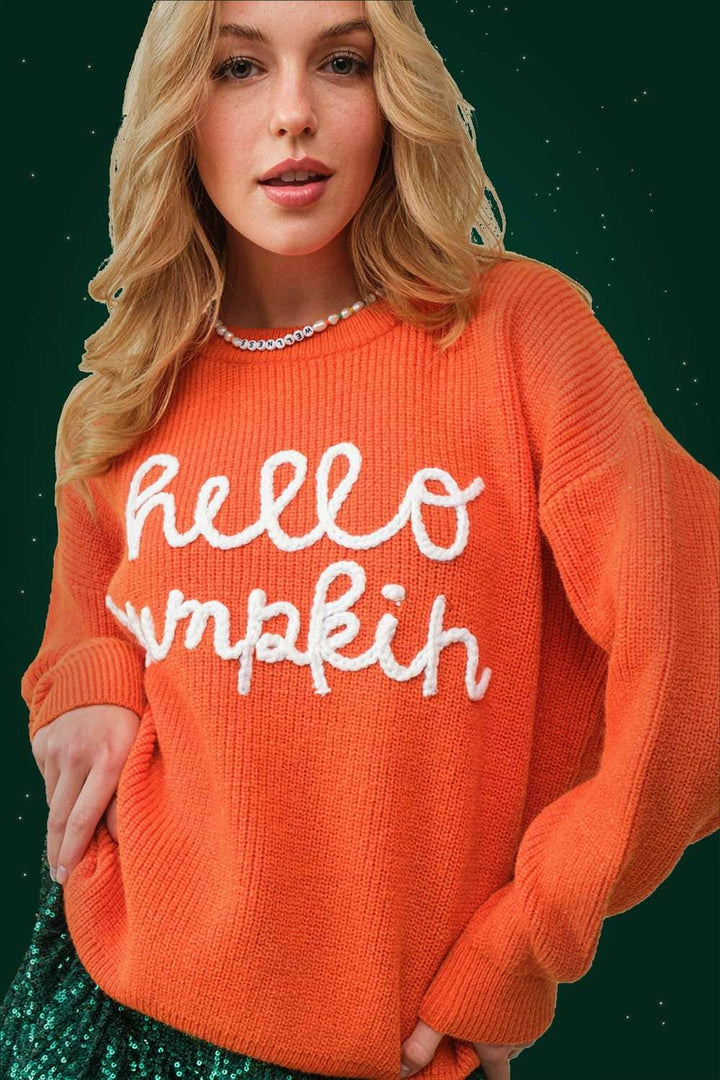 Hello Pumpkin Letter Verbiage Sweater