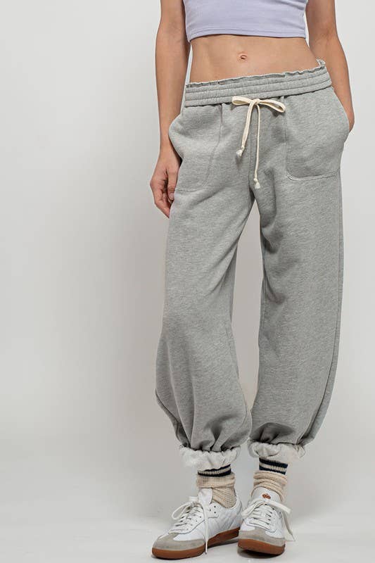 ELASTIC DRAWSTRING COTTON SWEATPANTS