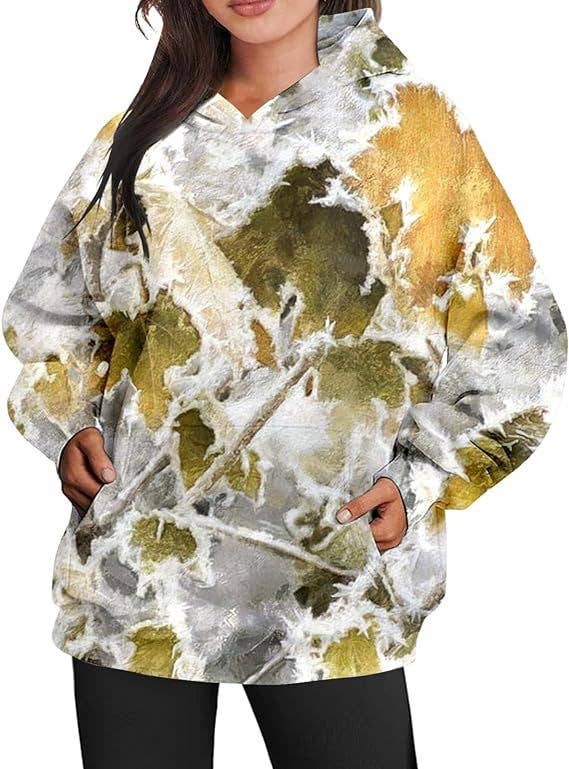 Camouflage hoodie Oversized sports hoodie with maple print