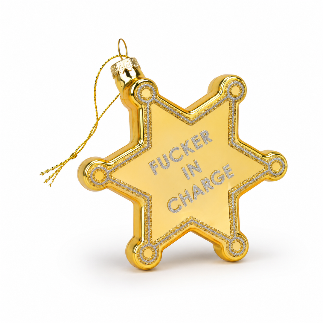 Fucker In Charge - Funny Glass Ornament, Holiday Gift