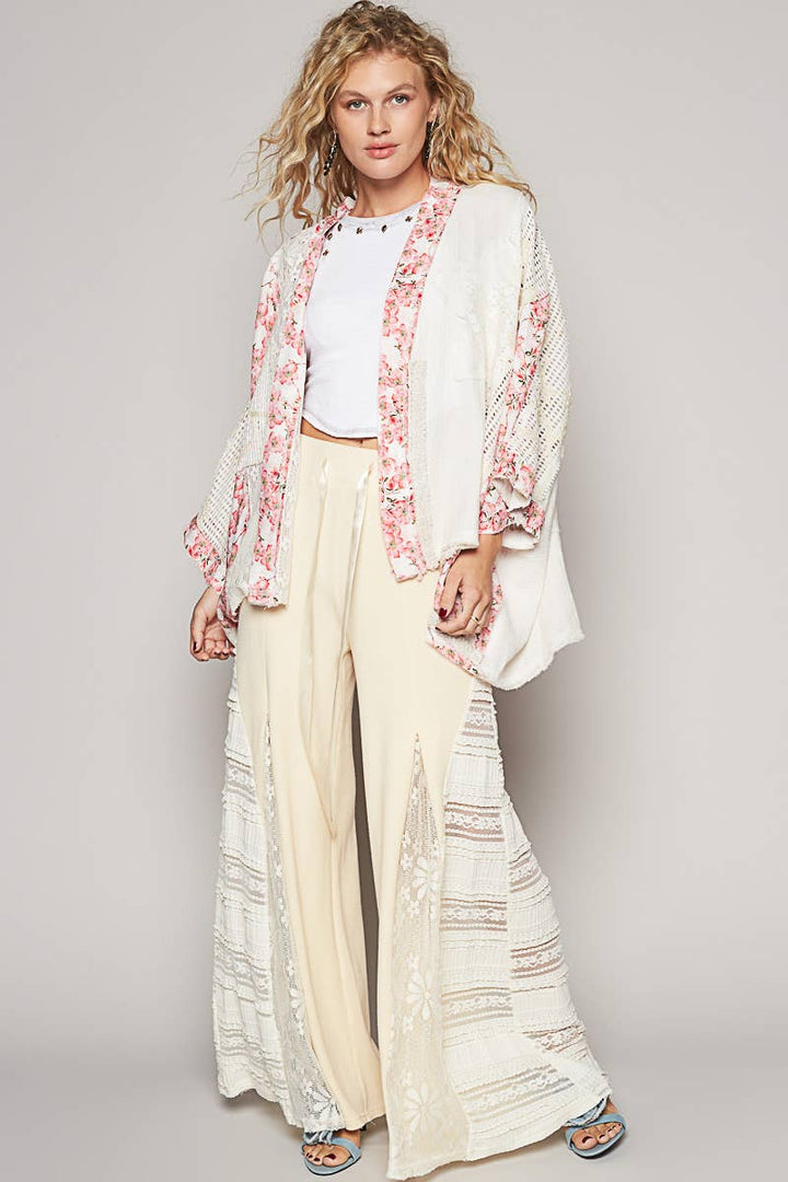 Oversized floral pattern double gauze cardigan SALE