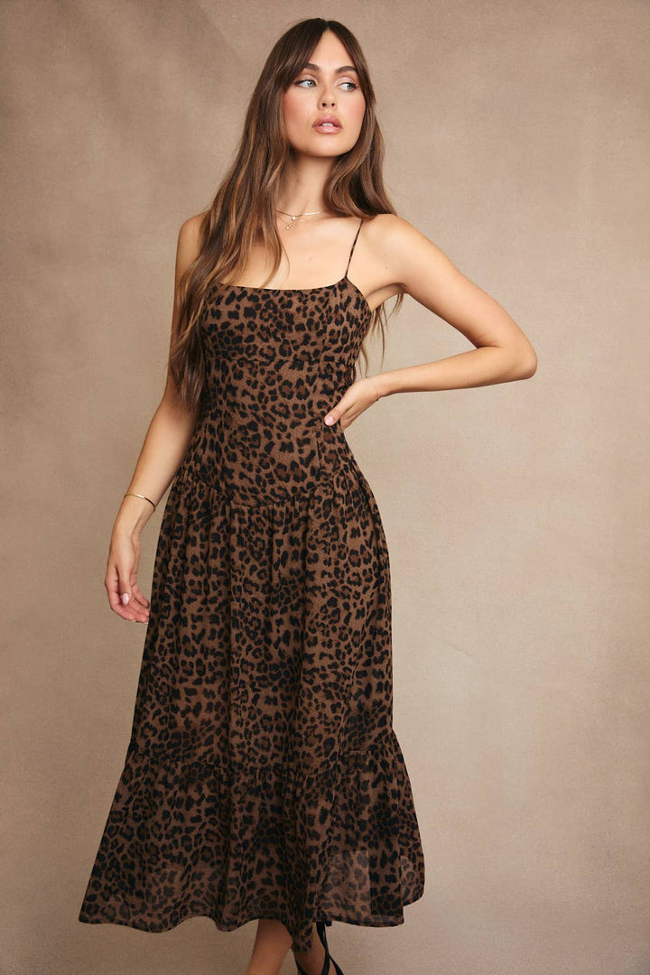 ANIMAL PRINT SPAGHETTI MAXI DRESS