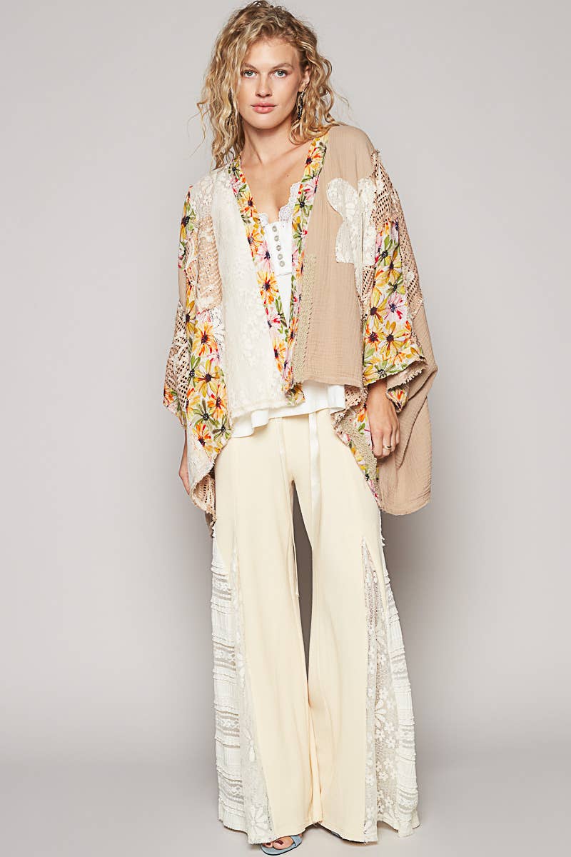 Oversized floral pattern double gauze cardigan SALE