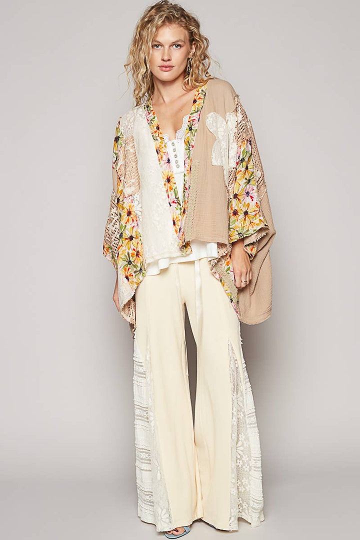 Oversized floral pattern double gauze cardigan SALE