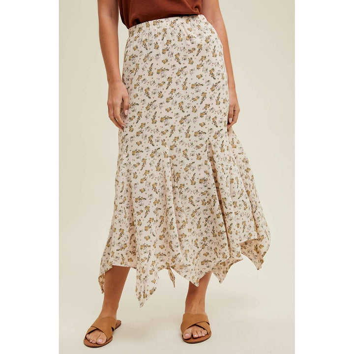 FLORAL HANDKERCHIEF MIDI SKIRT / WL24-8935