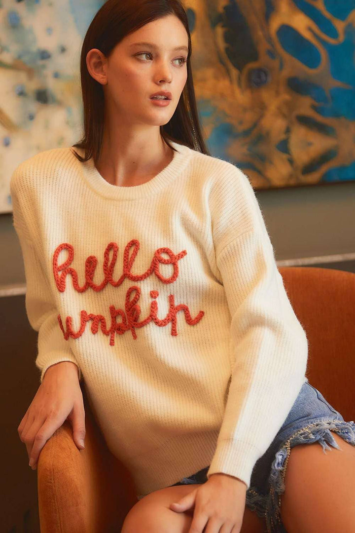 Hello Pumpkin Letter Verbiage Sweater