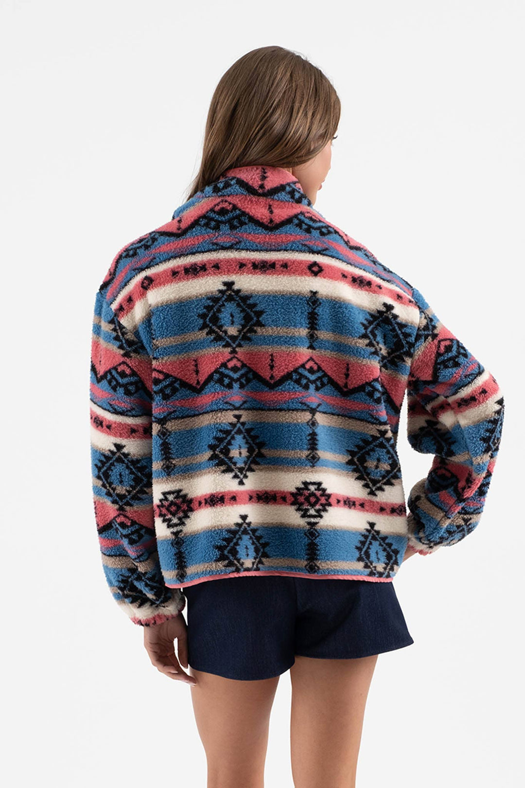 TRIBAL PRINT FLEECE JACKET