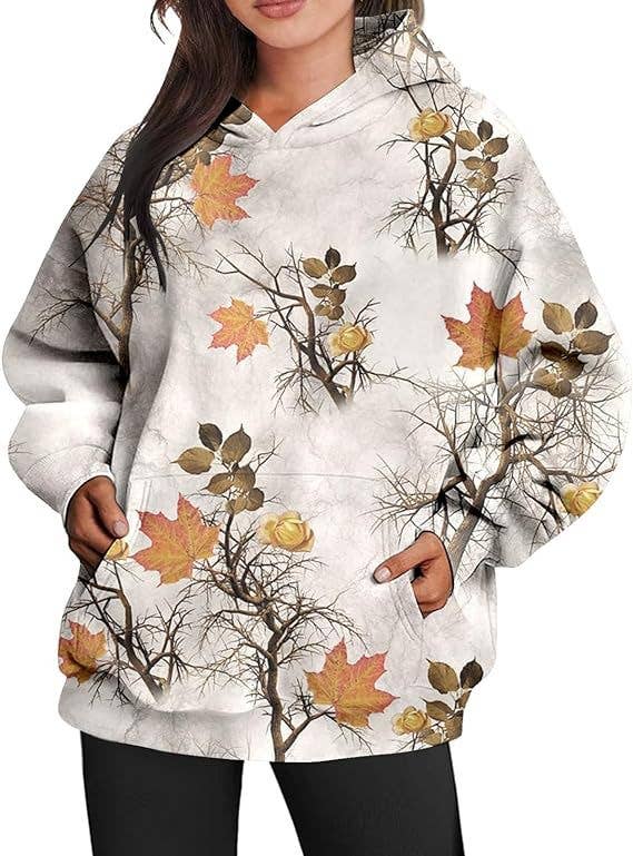 Camouflage hoodie Oversized sports hoodie with maple print