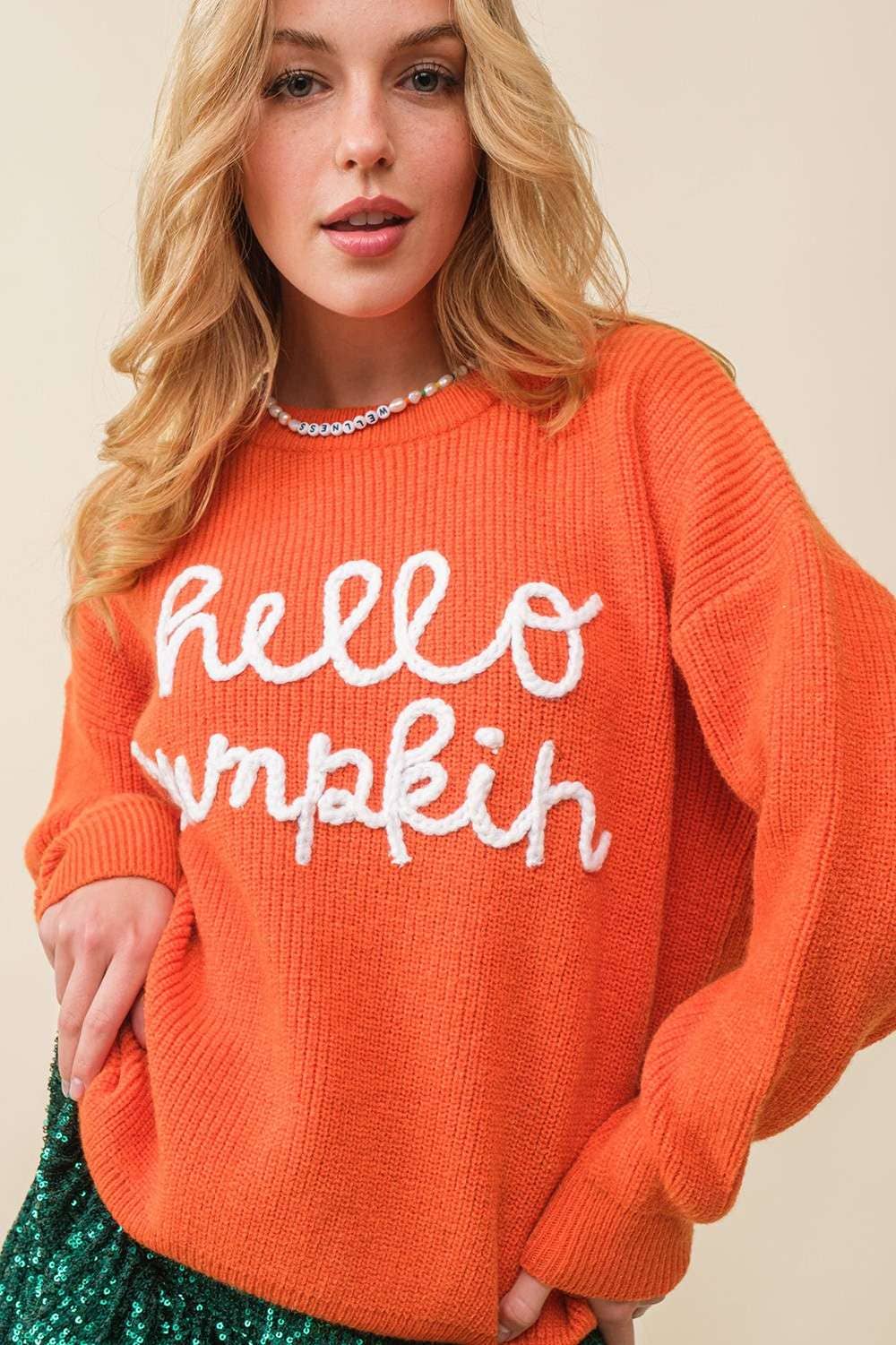 Hello Pumpkin Letter Verbiage Sweater