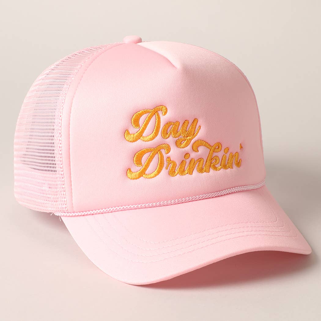 Day Drinkin Texts Embroidery Mesh Back Trucker Hat