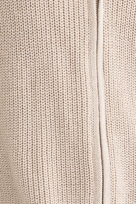 ZIP UP OVERSIZED SWEATER CARDIGAN